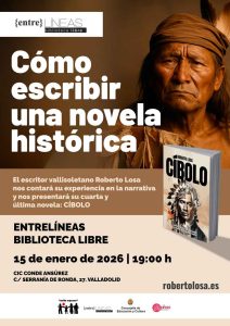 Cartel presentación de la charla "Como escribir una novela histórica"