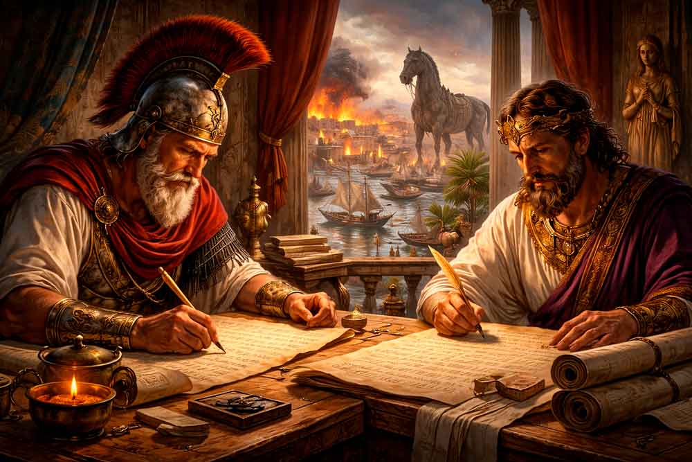 Dos escritores clásicos escriben sobre la guerra de Troya