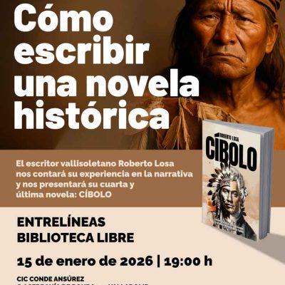 Cartel presentación de la charla "Como escribir una novela histórica"