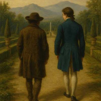 Recreación: Goya y Santos Aguña (protagonista de El infante de la sonrisa triste)